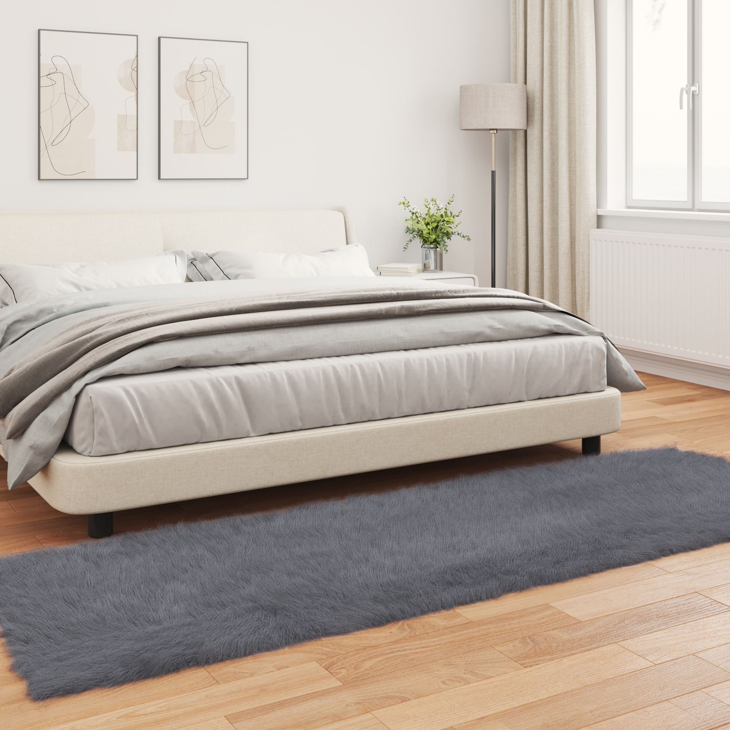 Dirbtinio avikailio kilimas Tafalla Antracitas 80 x 250 cm