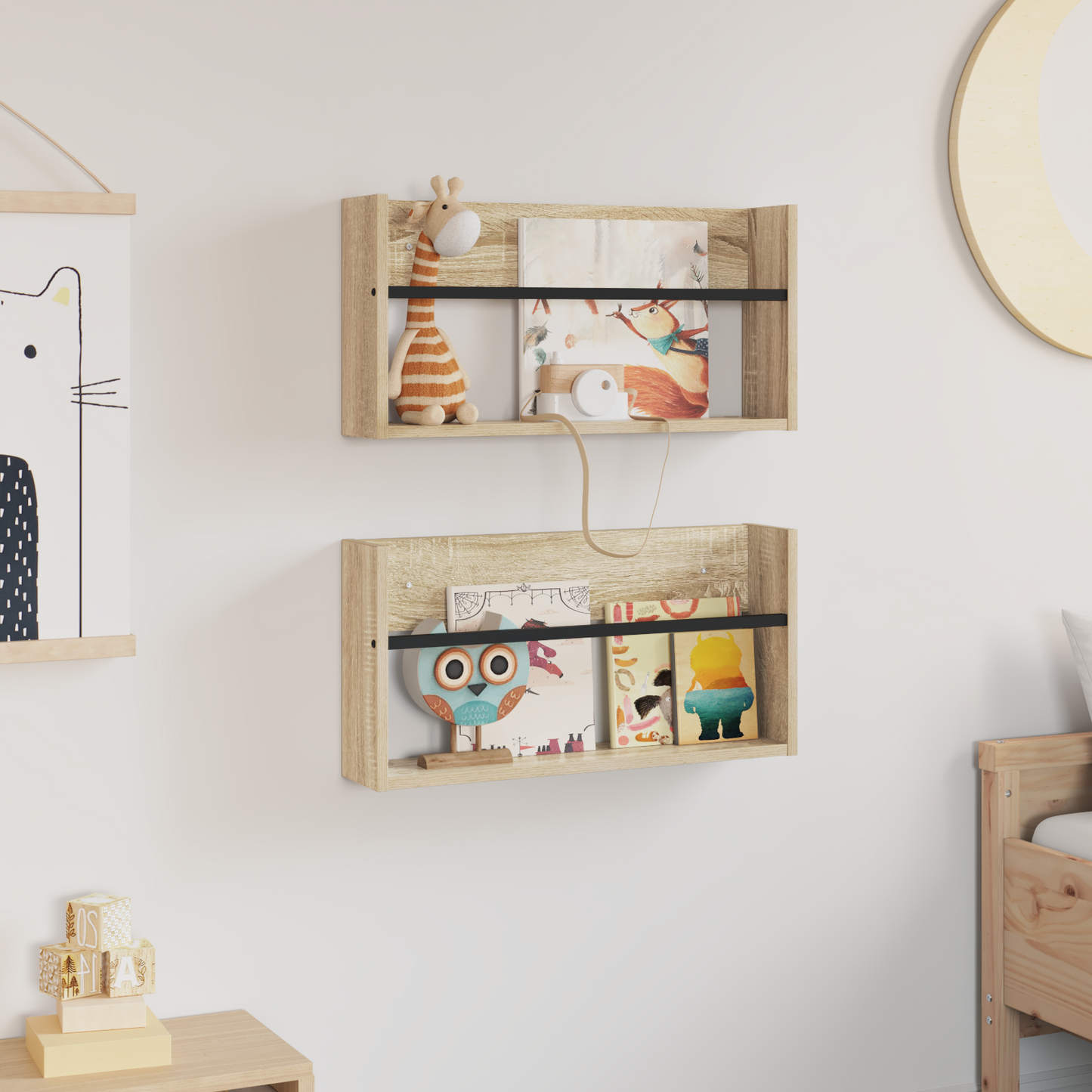 Žurnalų stovas su lentyna 2 pcs Sonoma ąžuolas 60 x 12 x 30 cm