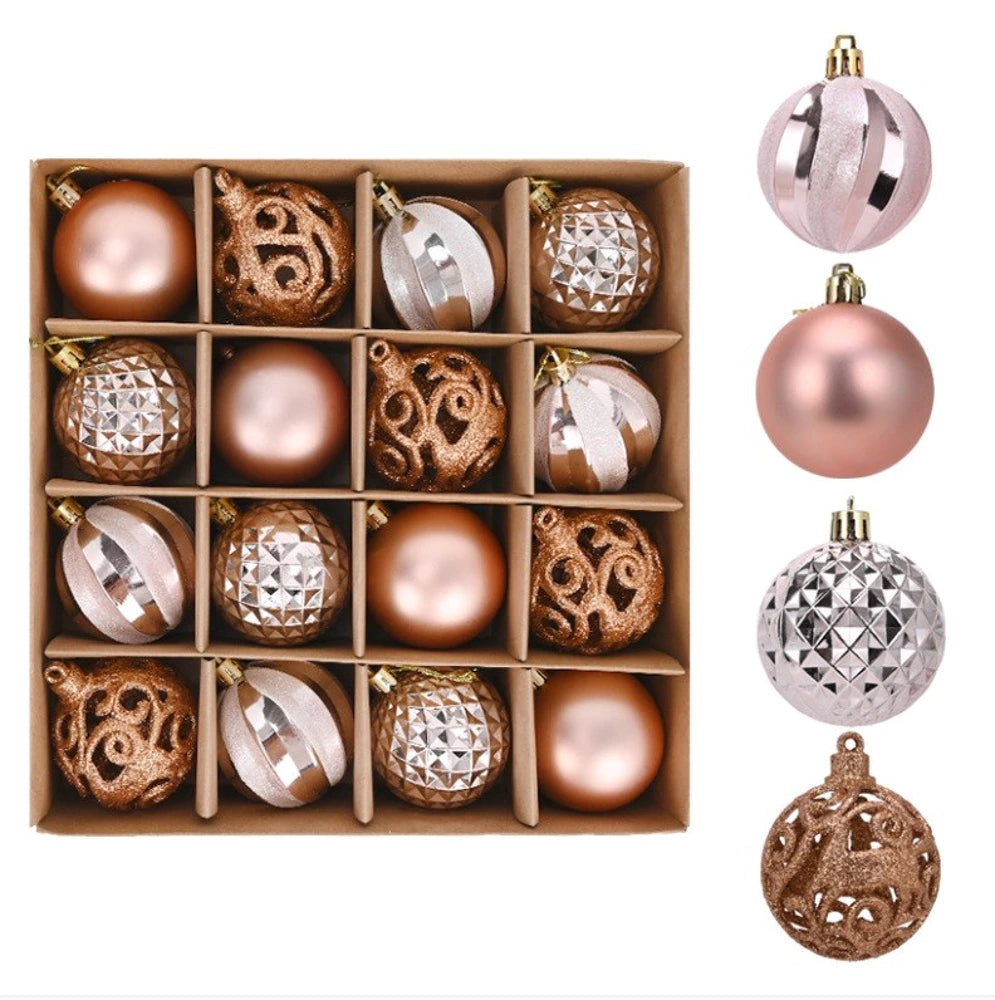 Kalėdinių eglutės žaisliukų rinkinys  (16 vnt., 6 cm)