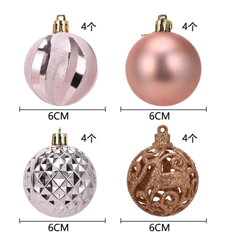 Kalėdinių eglutės žaisliukų rinkinys  (16 vnt., 6 cm)