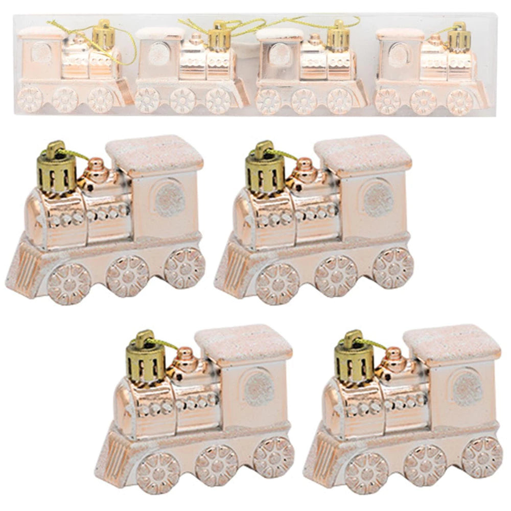 Kalėdinių eglutės lokomotyvų žaisliukų rinkinys (4 vnt.)