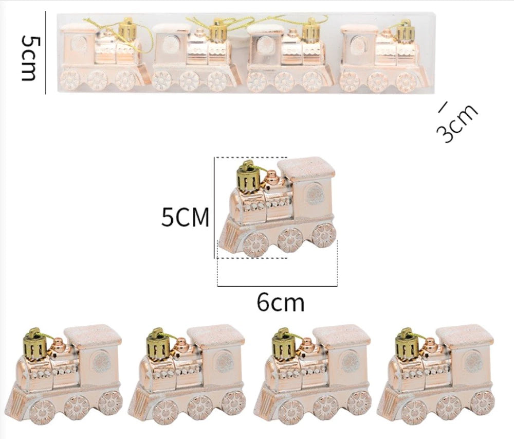 Kalėdinių eglutės lokomotyvų žaisliukų rinkinys (4 vnt.)