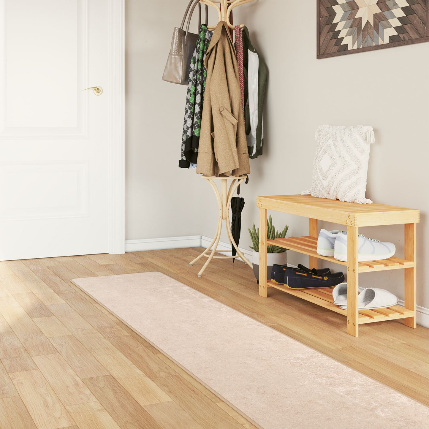 Kilimas Spauda Kreminė 350 x 50 cm Poliesteris ir PVC