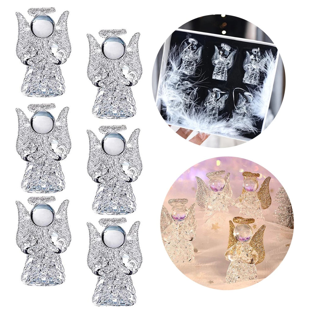 Krištoliniai kabantys angelai – 6 vnt. rinkinys