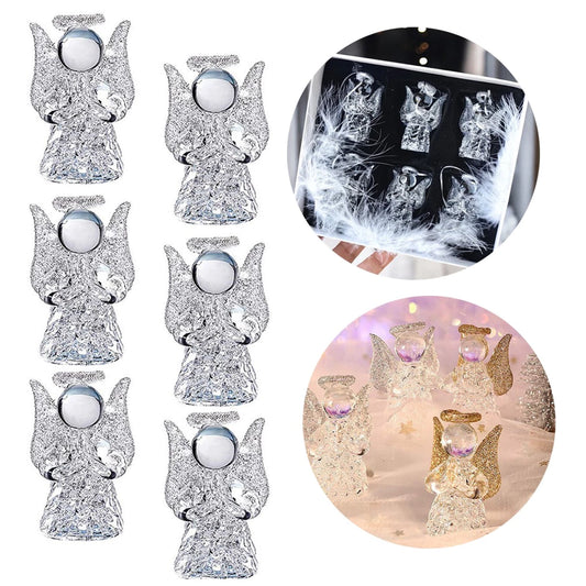 Krištoliniai kabantys angelai – 6 vnt. rinkinys