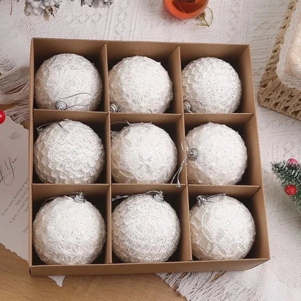 Kalėdinių žaisliukų rinkinys ( 9 vnt. balta)