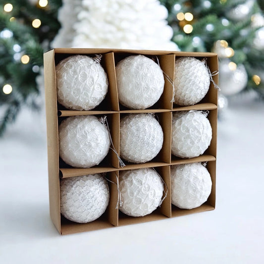 Kalėdinių žaisliukų rinkinys ( 9 vnt. balta)