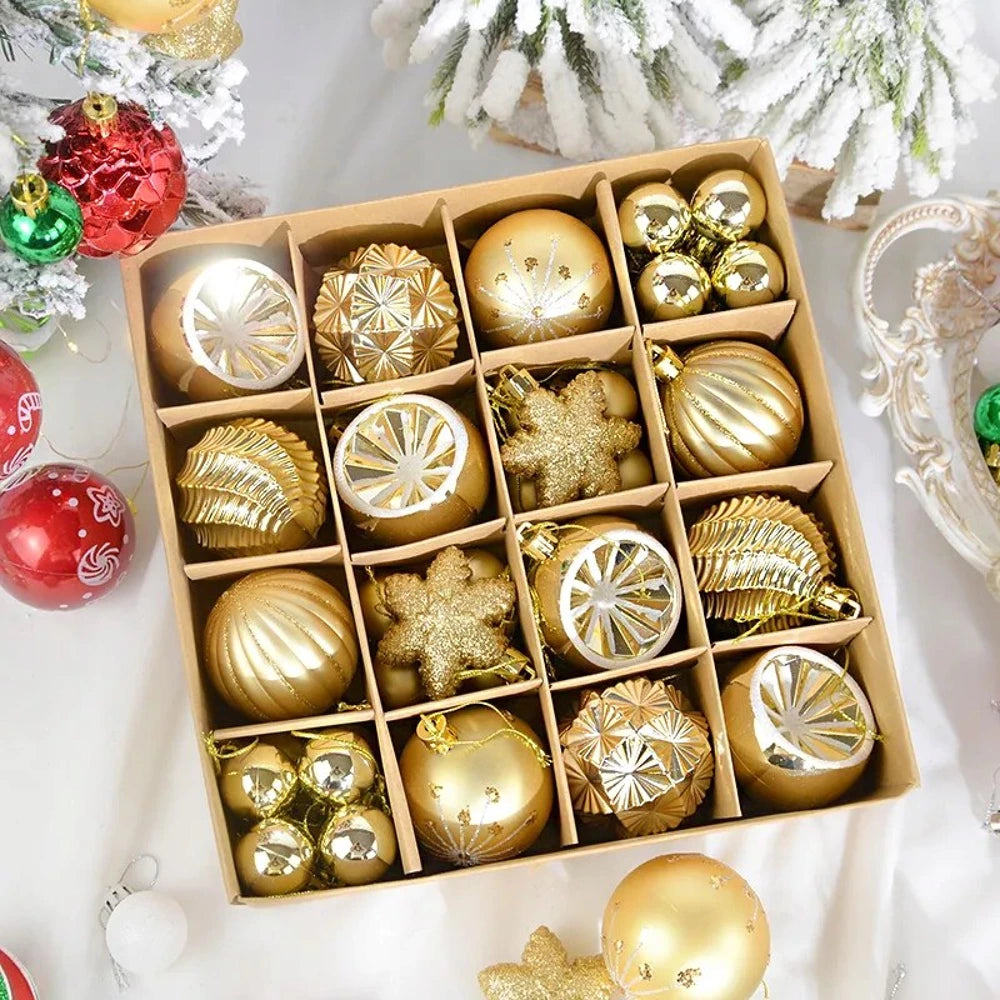 Kalėdinių eglutės žaisliukų rinkinys – 100 vnt., nedūžtantys