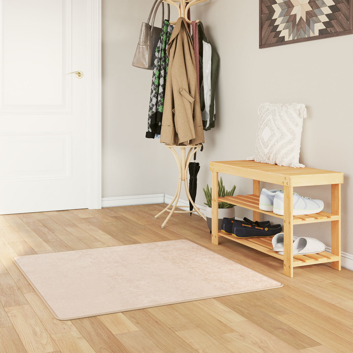 Kilimas Spauda Kreminė 100 x 100 cm Poliesteris ir PVC