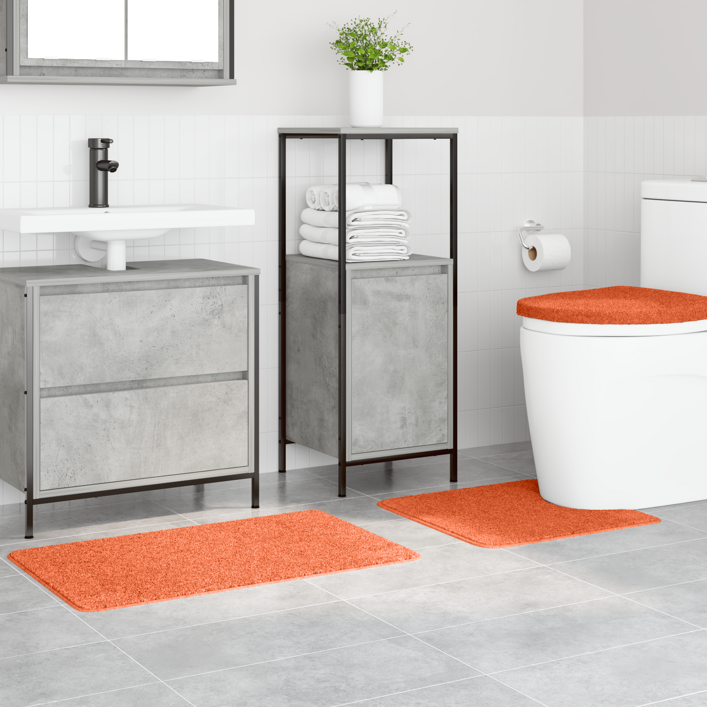 Antisklidus vonios kilimėlių rinkinys 3 pcs Oranžinė PP