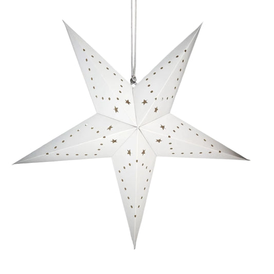 Didelė popierinė Kalėdų žvaigždė – balta, ažūrinė (35 cm)