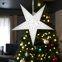 Didelė popierinė Kalėdų žvaigždė – balta, ažūrinė (45 cm)