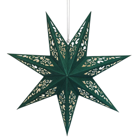 Didelė popierinė Kalėdų žvaigždė – žalia, ažūrinė (35 cm)