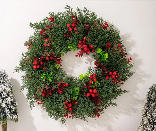 Kalėdinis girliandos vainikas durų dekoracijai  (45 cm)