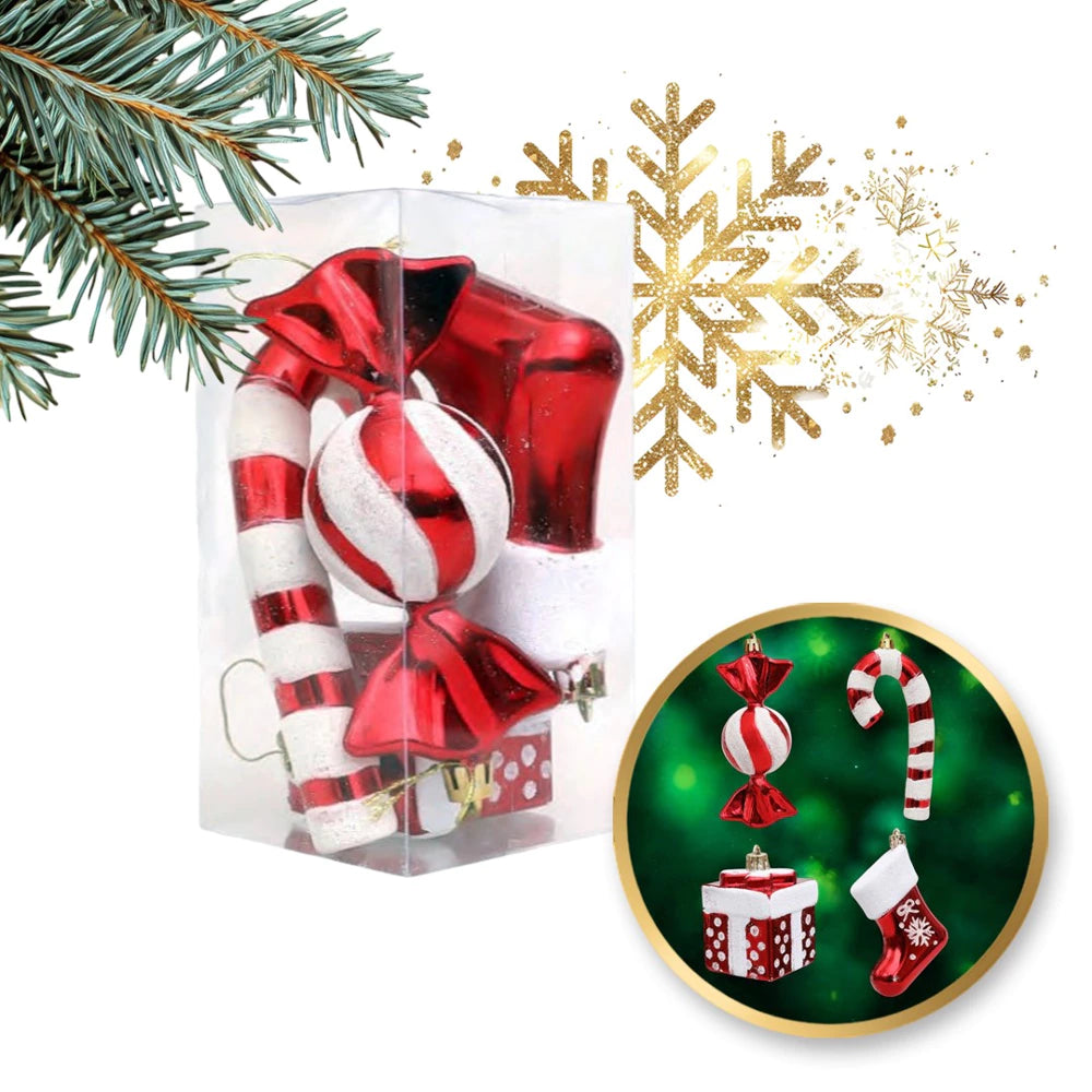 Kalėdinių eglutės žaisliukų rinkinys XL – 4 vnt.