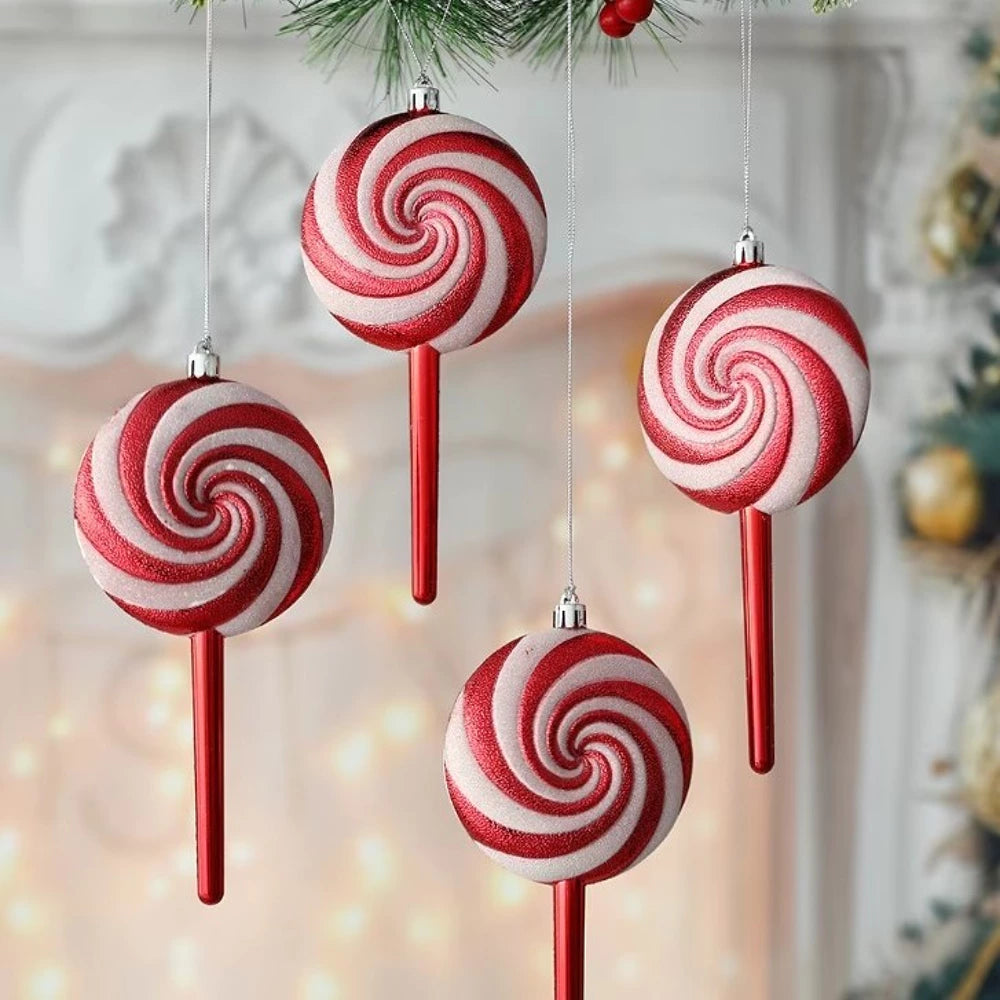 Kalėdų eglutės žaisliukas – raudonas ir baltas ledinukas (1 vnt.)