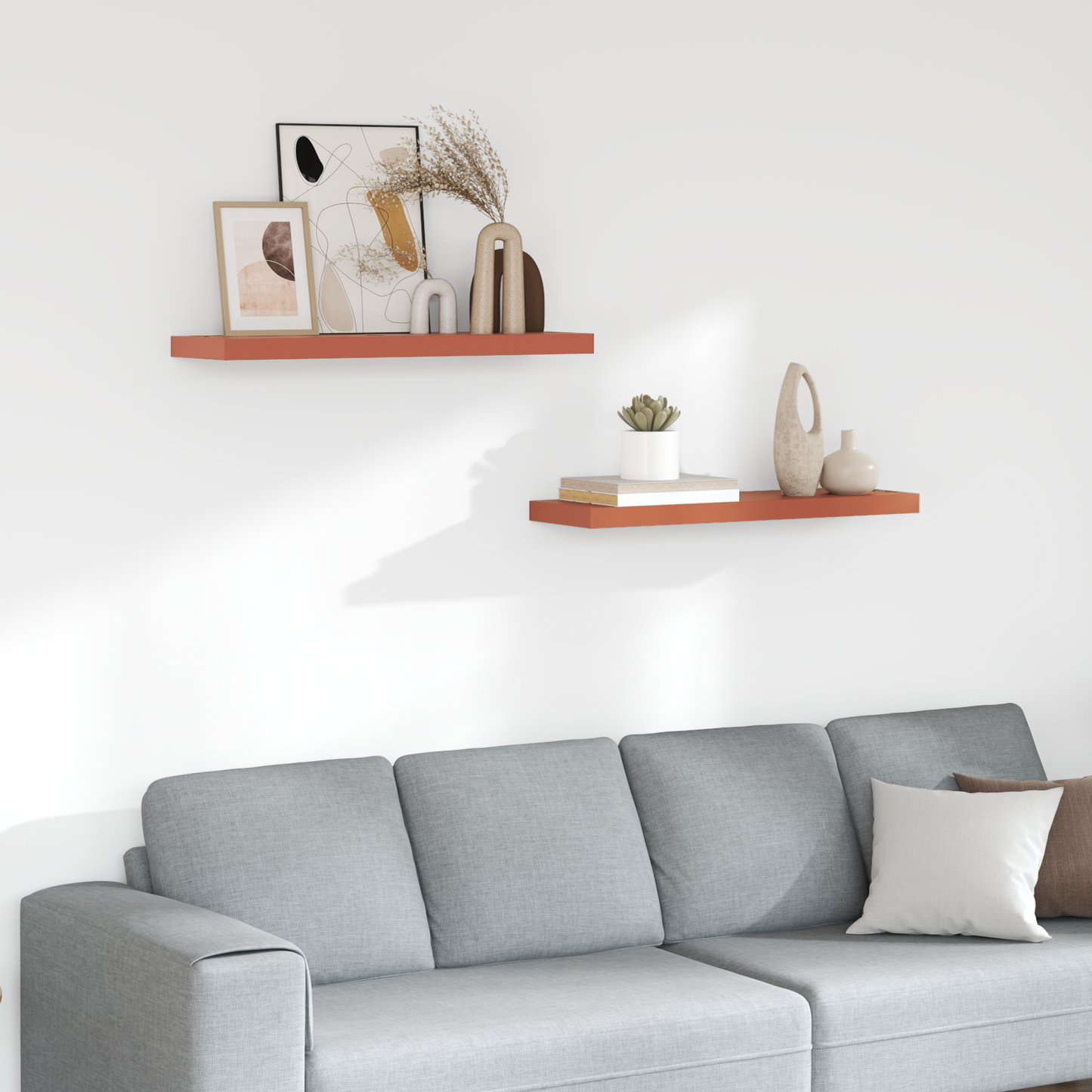 Sieninės lentynos su saugykla 2 pcs Raudona 80 x 23,5 x 4 cm
