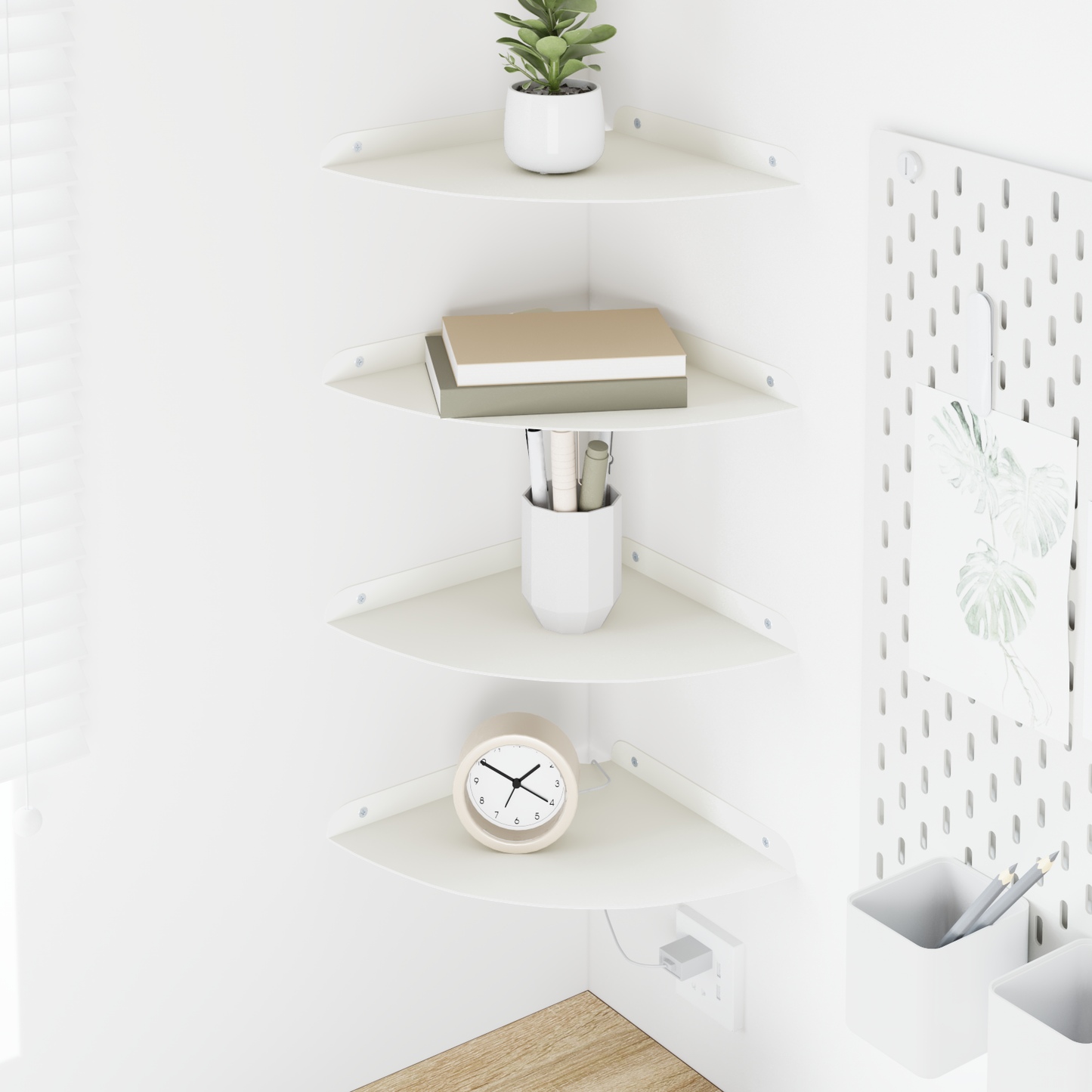 Plūduriuojanti lentyna su lentyna 4 pcs Baltas 24 x 24 x 2 cm