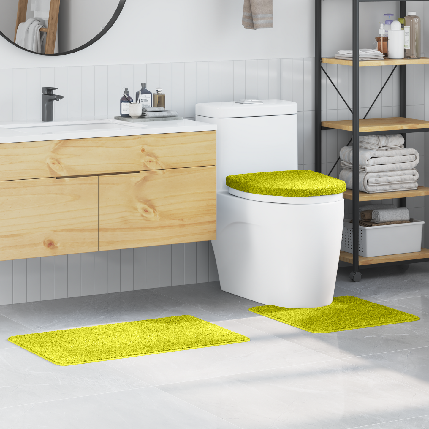 Antisklidus vonios kilimėlių rinkinys 3 pcs Žalia PP