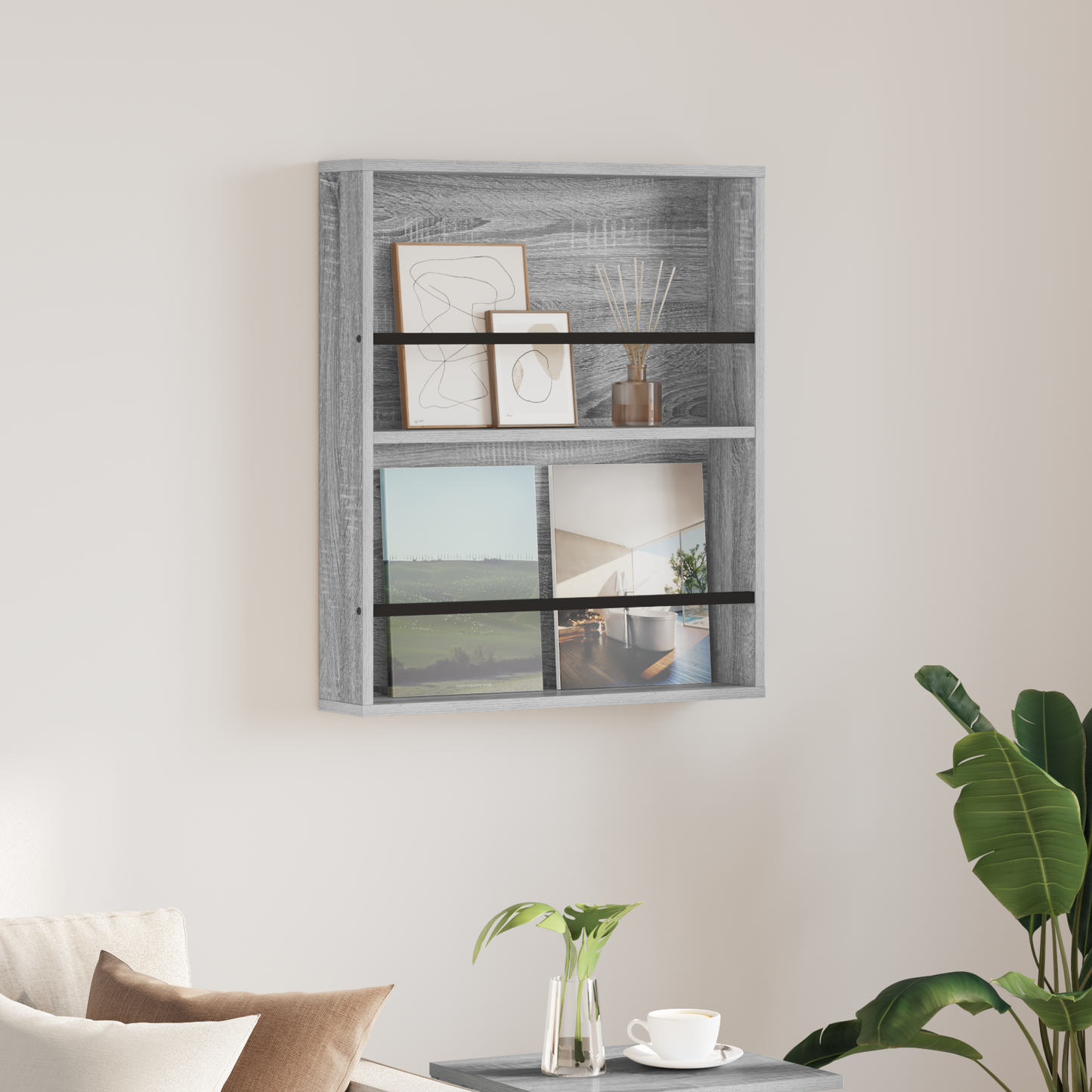 Žurnalų stovas Pilkas Sonoma 60 x 12 x 70 cm Apdirbta mediena