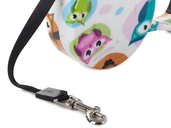 Automatinis šuns pavadėlis su užraktu  (5 m, iki 15 kg, Pelėda)