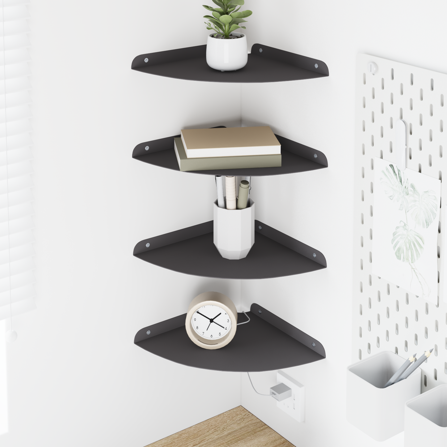 Plūduriuojanti lentyna su lentyna 4 pcs Juodas 24 x 24 x 2 cm
