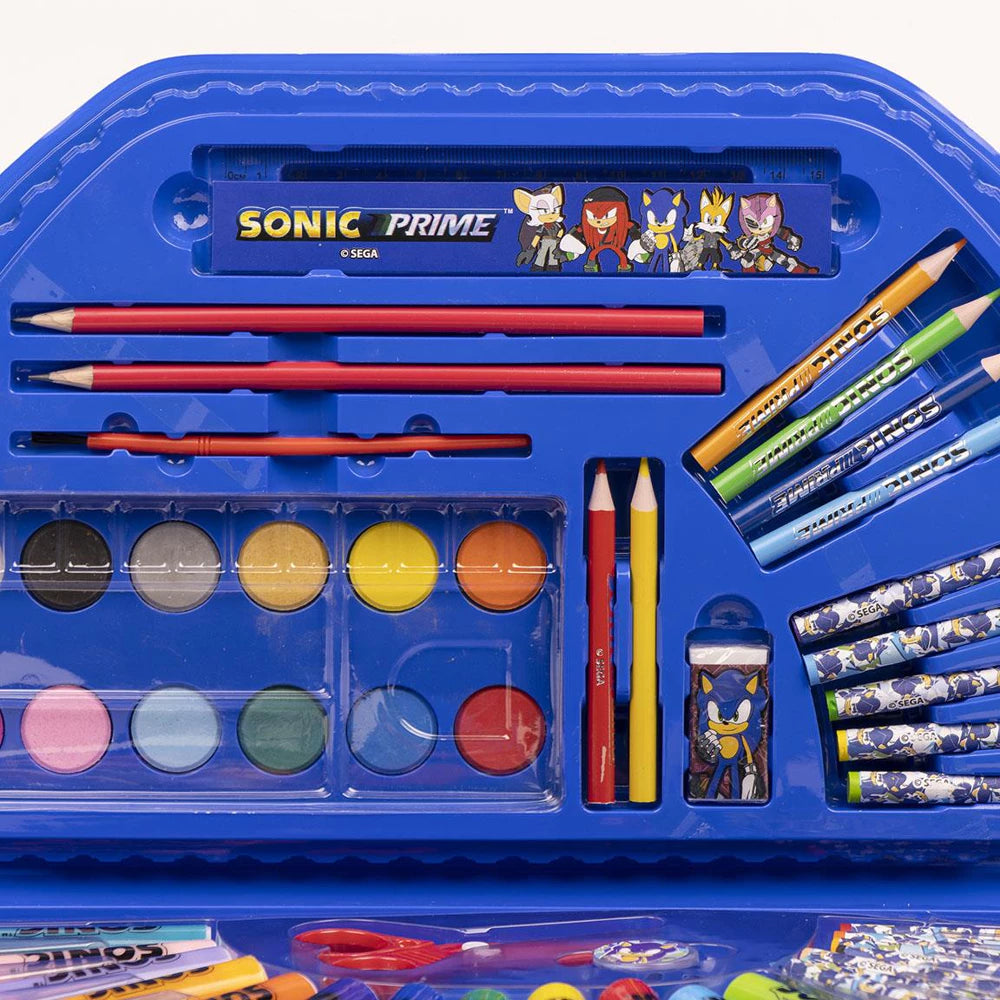 SONIC PRIME – 50 dalių spalvinimo ir kanceliarinių prekių rinkinys