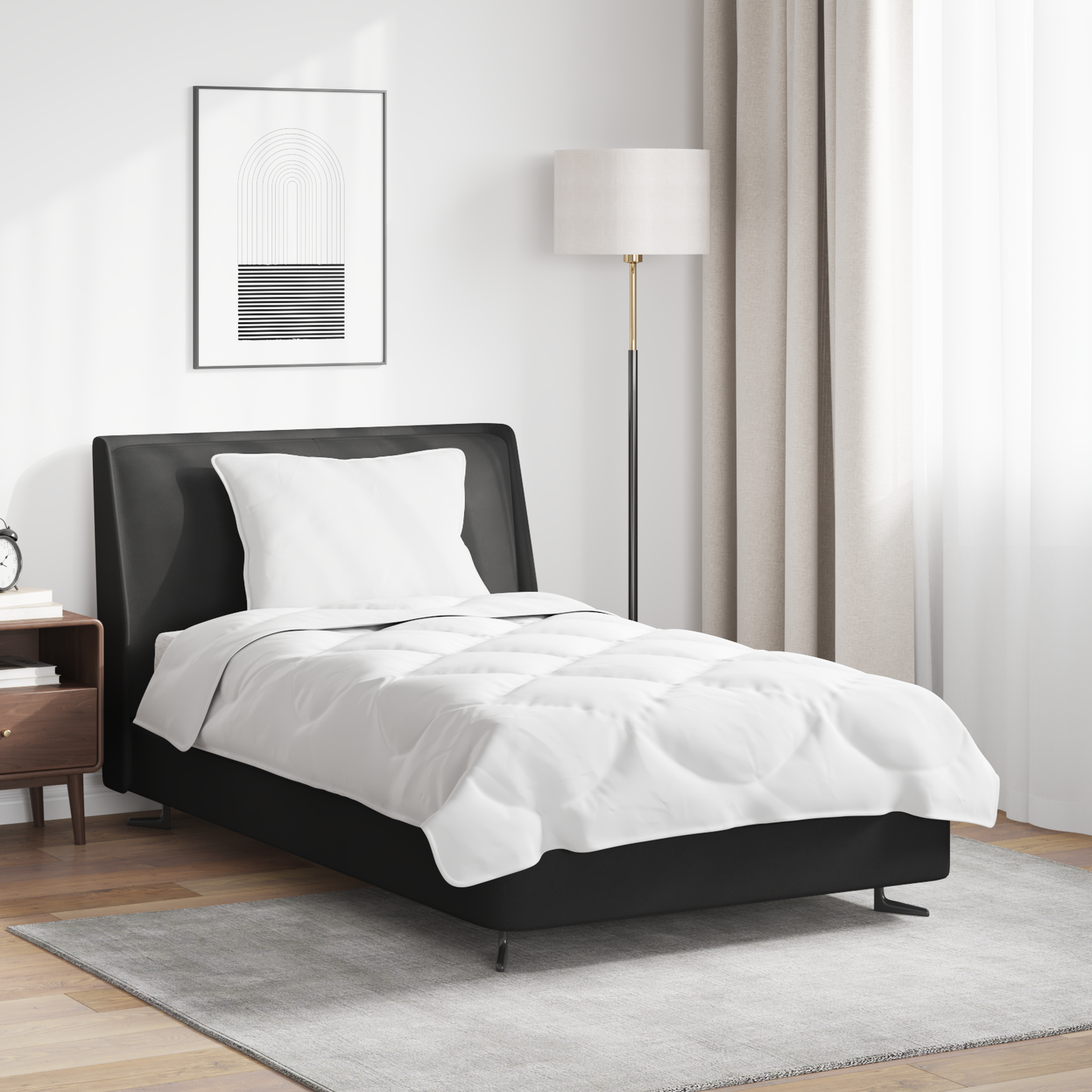 Antklodė su pagalve 2 pcs Balta 135 x 220 cm Mikropluoštas