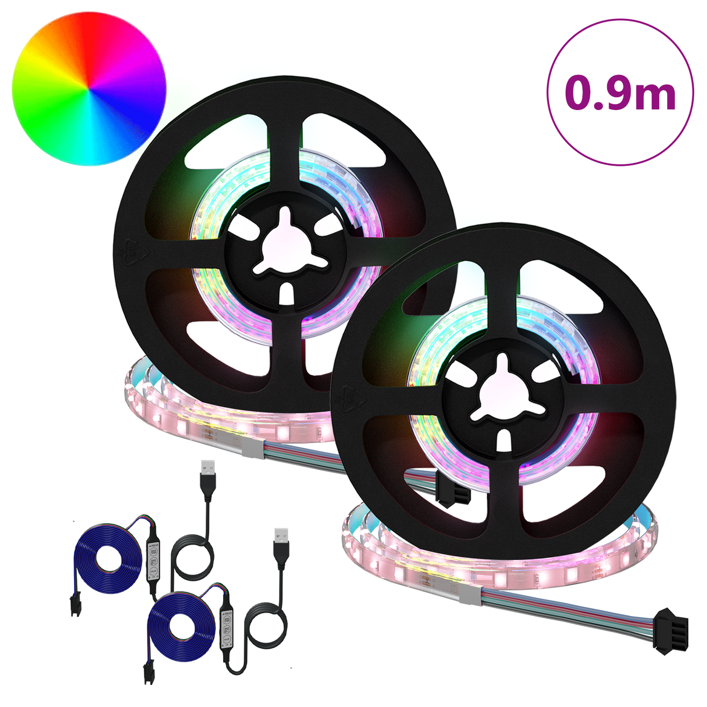 LED juosta 4 pcs Juoda ir permatoma 45 x 0,8 x 0,3 cm