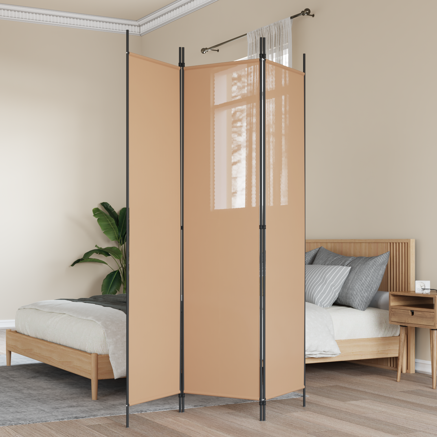 3-panelis kambario skirstytuvas Smėlio 150 x 200 cm Audinys