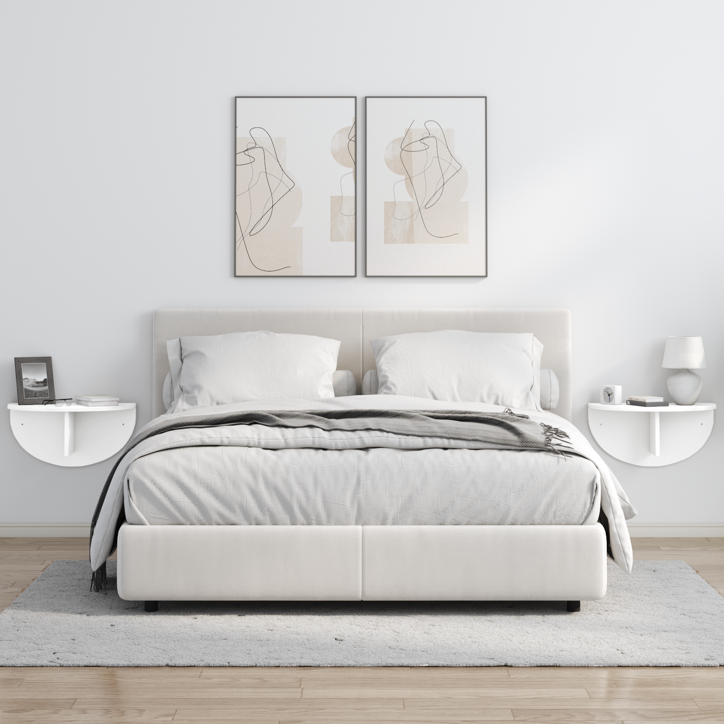 Sieninė lentyna 2 pcs Balta 38 x 19 x 19 cm Apdirbta mediena