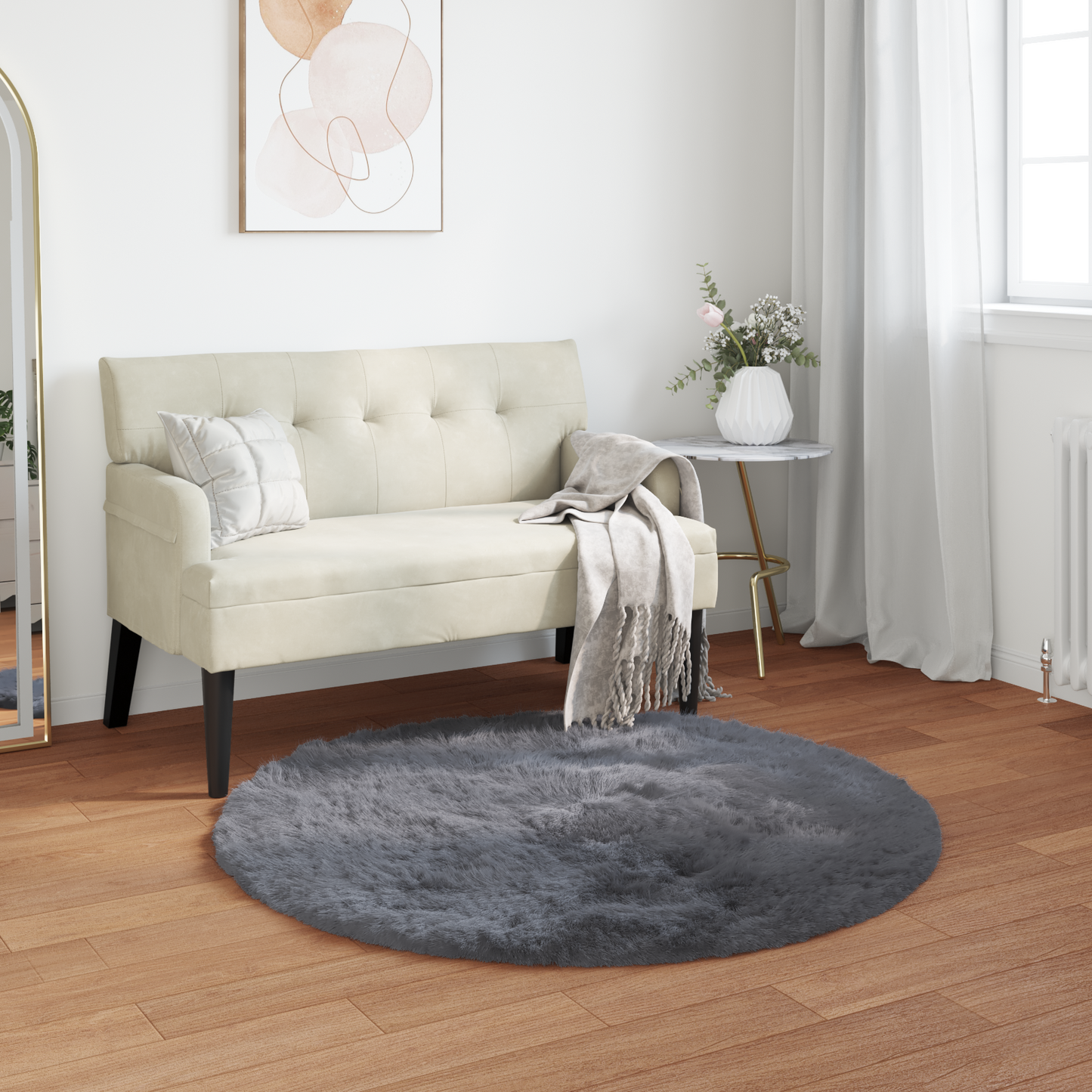 Dirbtinio avikailio kilimas Tafalla Antracitas Ø 120 cm
