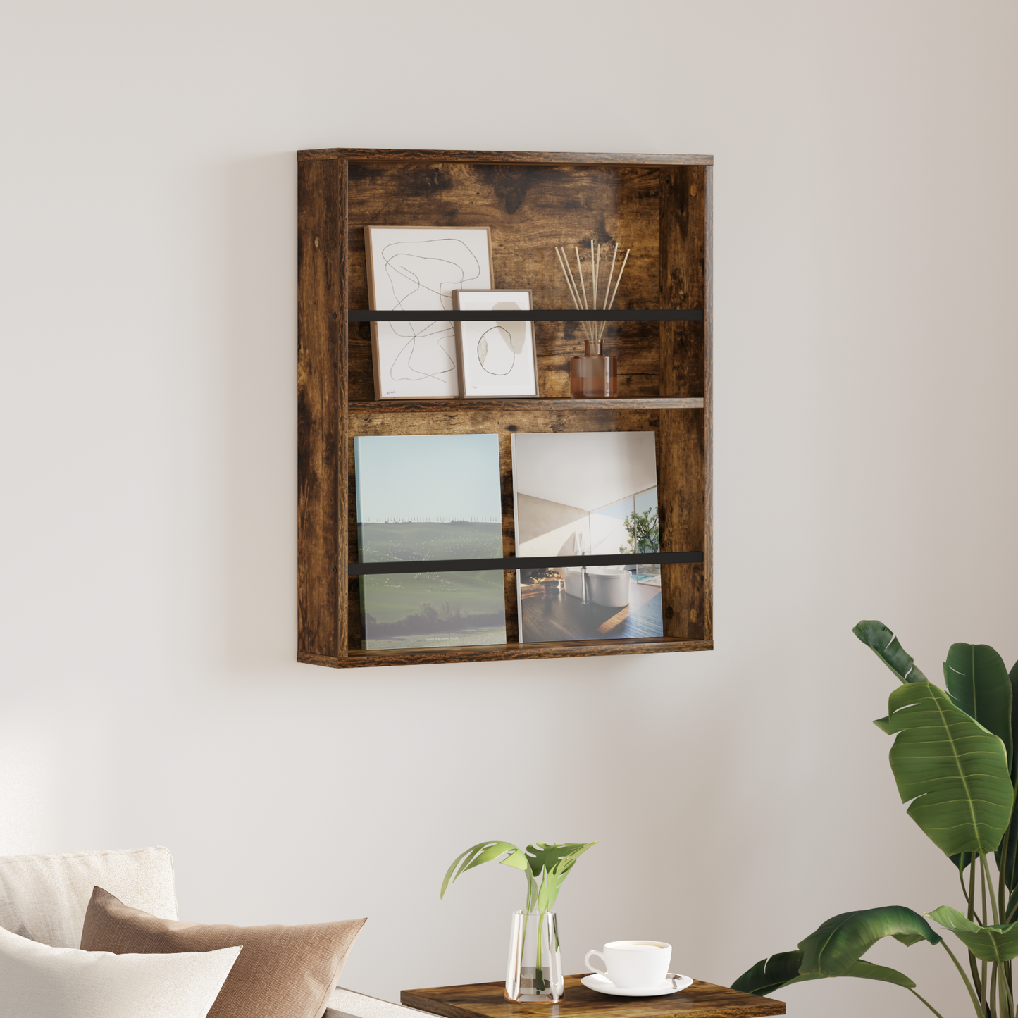 Žurnalų stovas Rūkyta ąžuolas 60 x 12 x 70 cm Apdirbta mediena