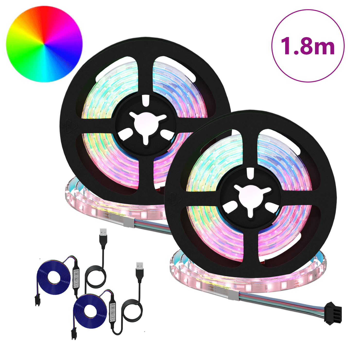 LED juosta 4 pcs Juoda ir permatoma 90 x 0,8 x 0,3 cm