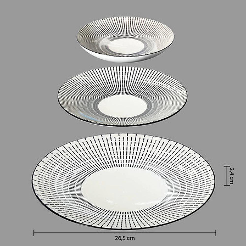 18 dalių servizas „Lunis“ – juodai baltas elegantiškas pasirinkimas jūsų stalui