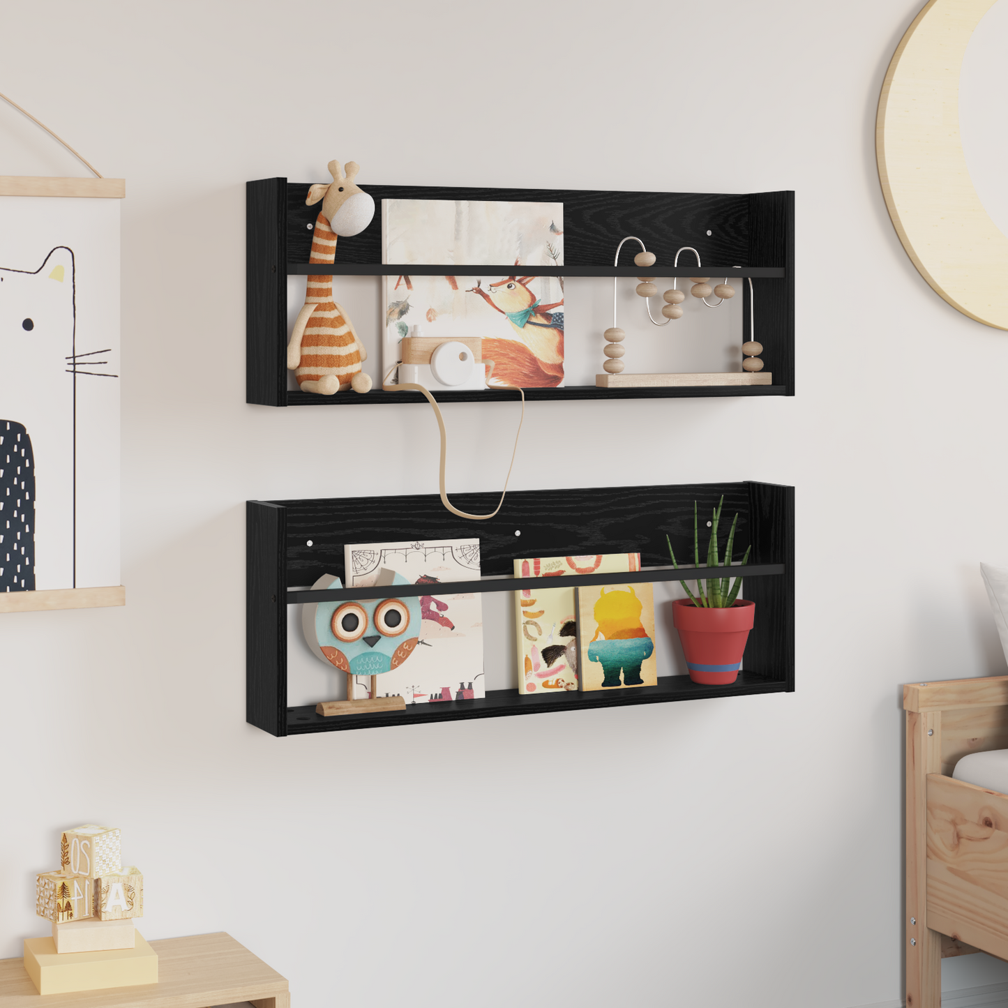 Žurnalų stovas su lentyna 2 pcs Juodas ąžuolas 80 x 12 x 30 cm