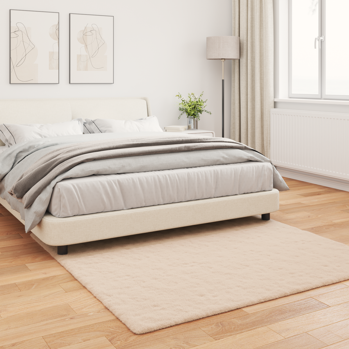 Dirbtinio triušio kailio kilimas Olite Taupe 160 x 160 cm
