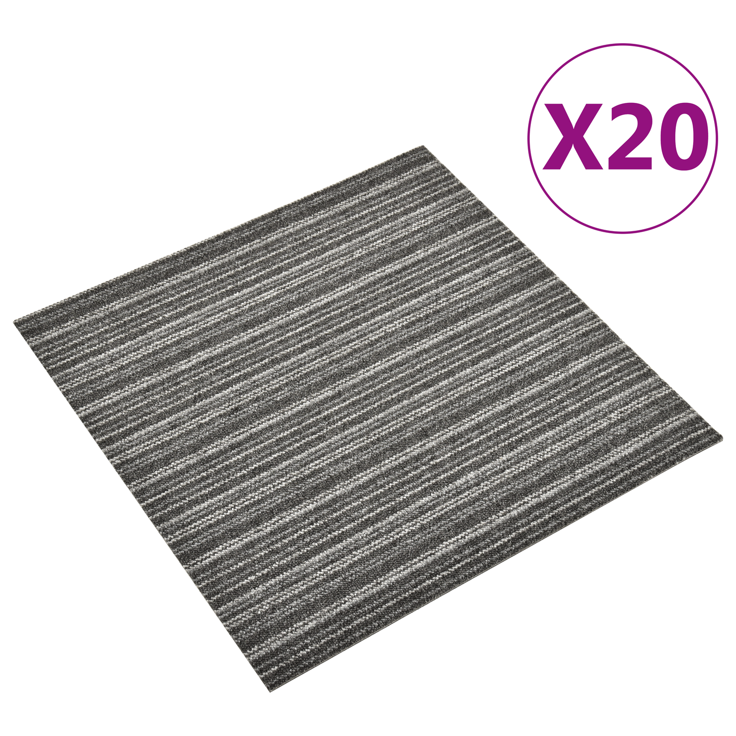 Kilimas 20 pcs Juostuota antracito spalvos 50 x 50 cm