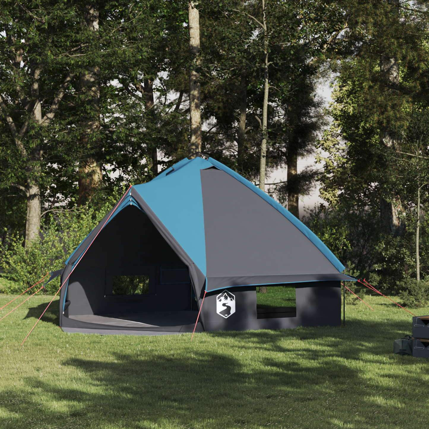 Teepee palapinė su stogu Mėlyna ir Pilka 490 x 410 x 210 cm