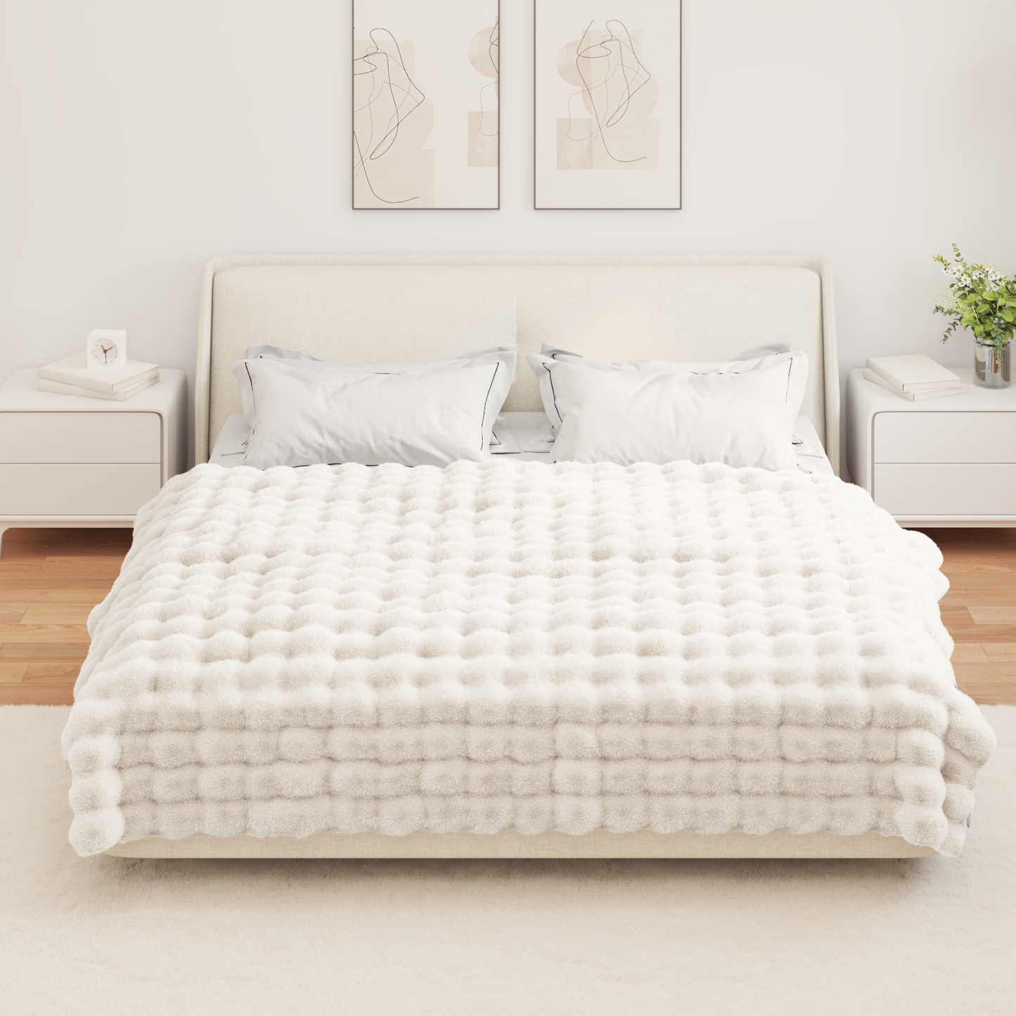 Neslystanti antklodė iš dirbtinio triušio kailio Olite 4 pcs