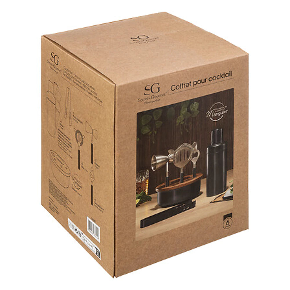 Kokteilių gaminimo rinkinys ( Juodo mango mediena 6 dalių)