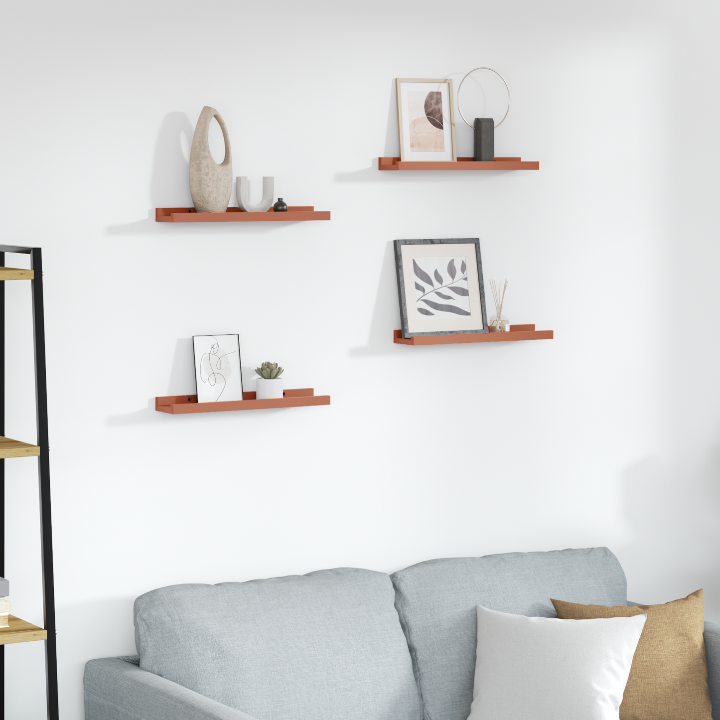 Sieninė lentyna 4 pcs Raudona 40 x 9 x 3 cm Apdirbta mediena