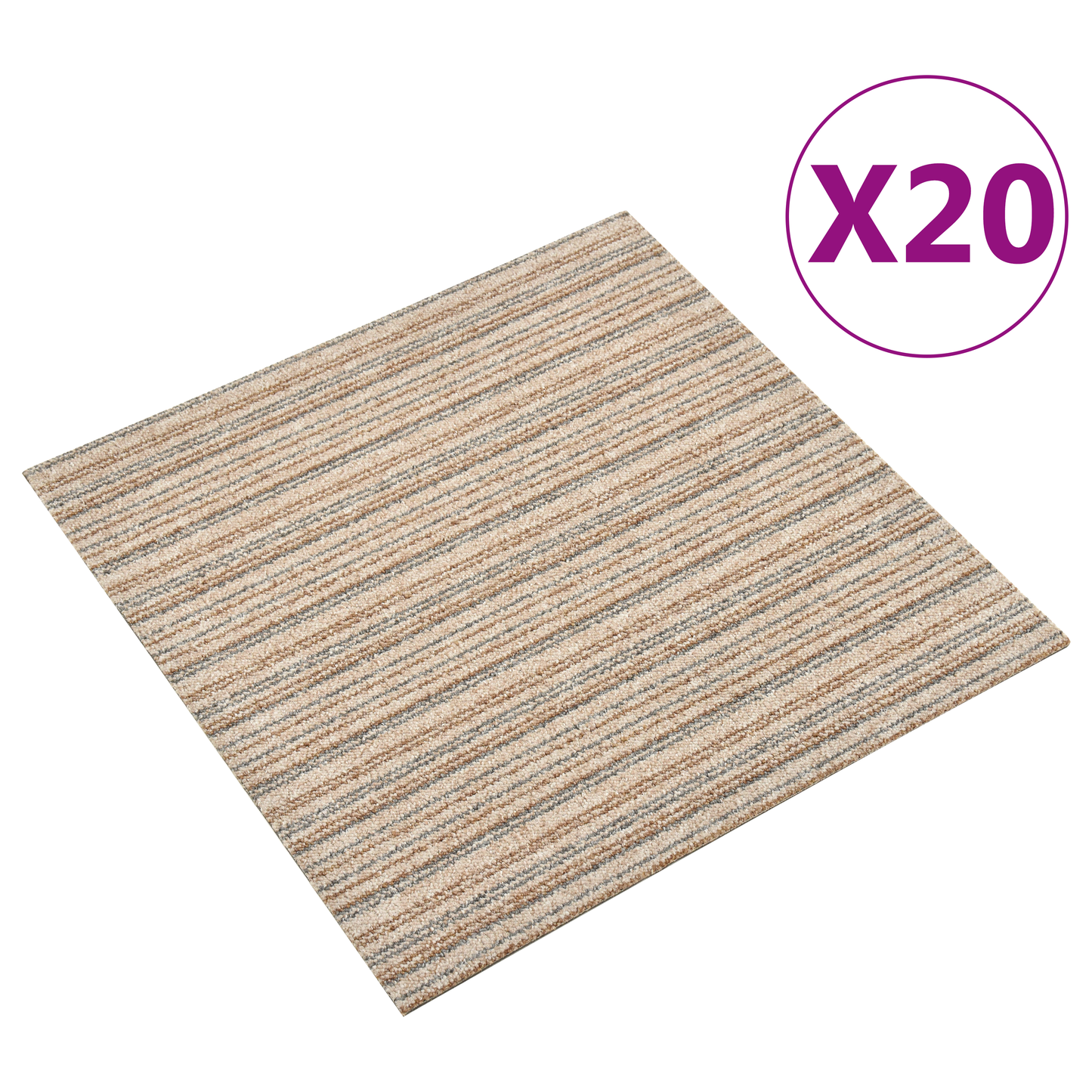 Kilimas 20 pcs Juostuota smėlio spalvos 50 x 50 cm