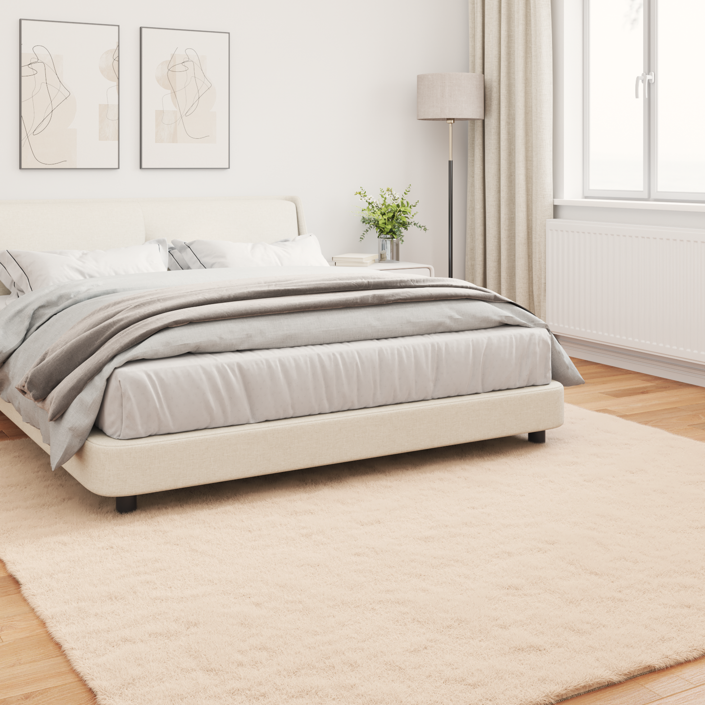 Dirbtinio triušio kailio kilimas Olite Taupe 240 x 240 cm