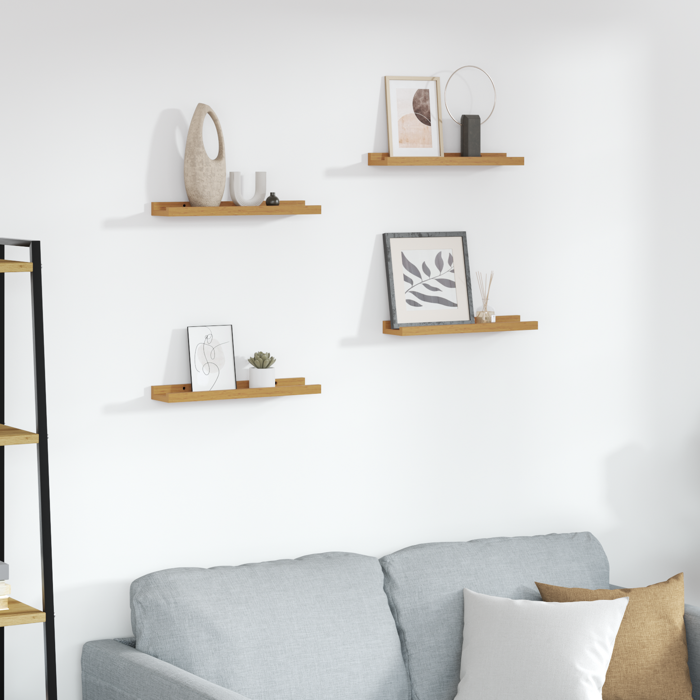 Sieninė lentyna 4 pcs Smėlio 40 x 9 x 3 cm Apdirbta mediena