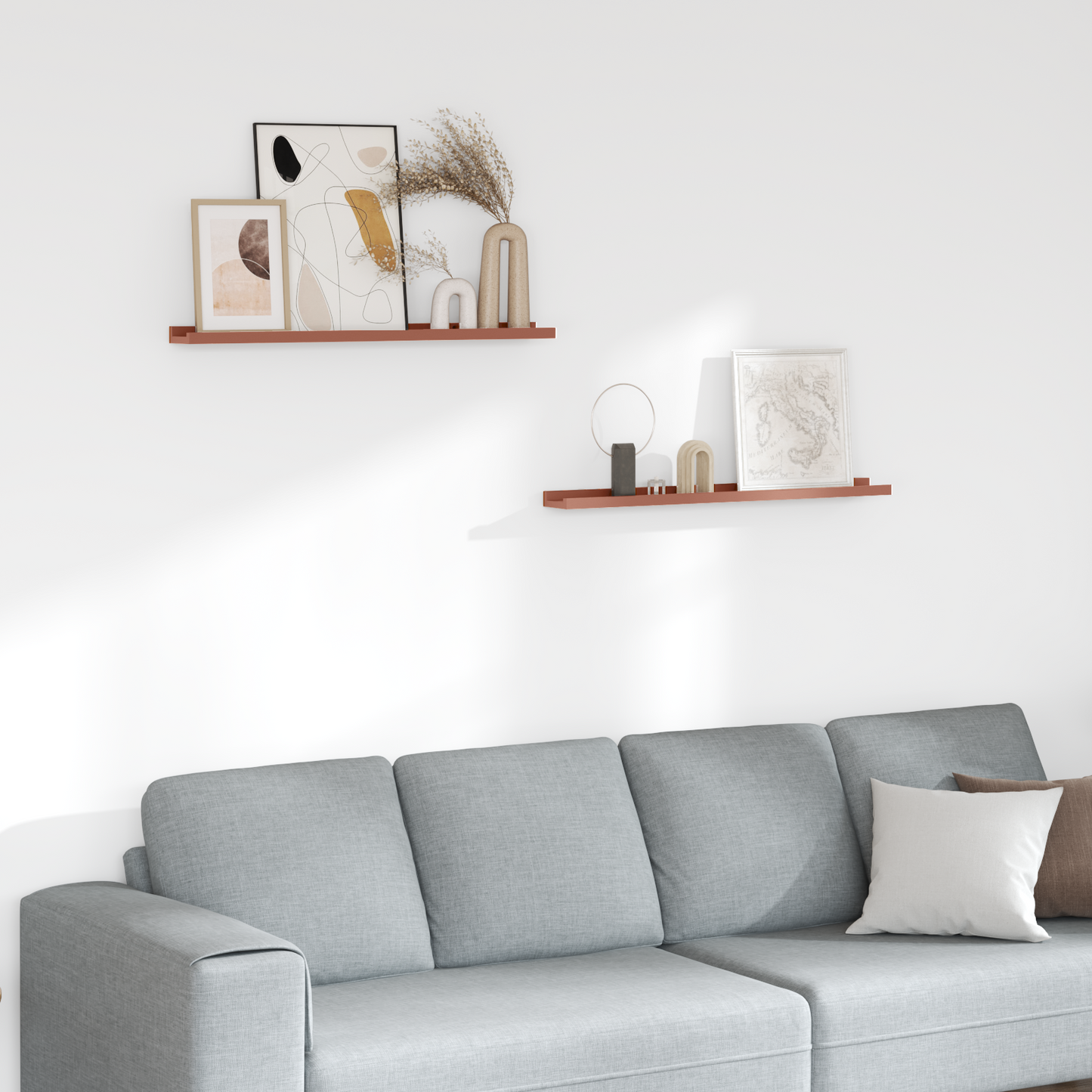 Sieninė lentyna 2 pcs Raudona 80 x 9 x 3 cm Apdirbta mediena