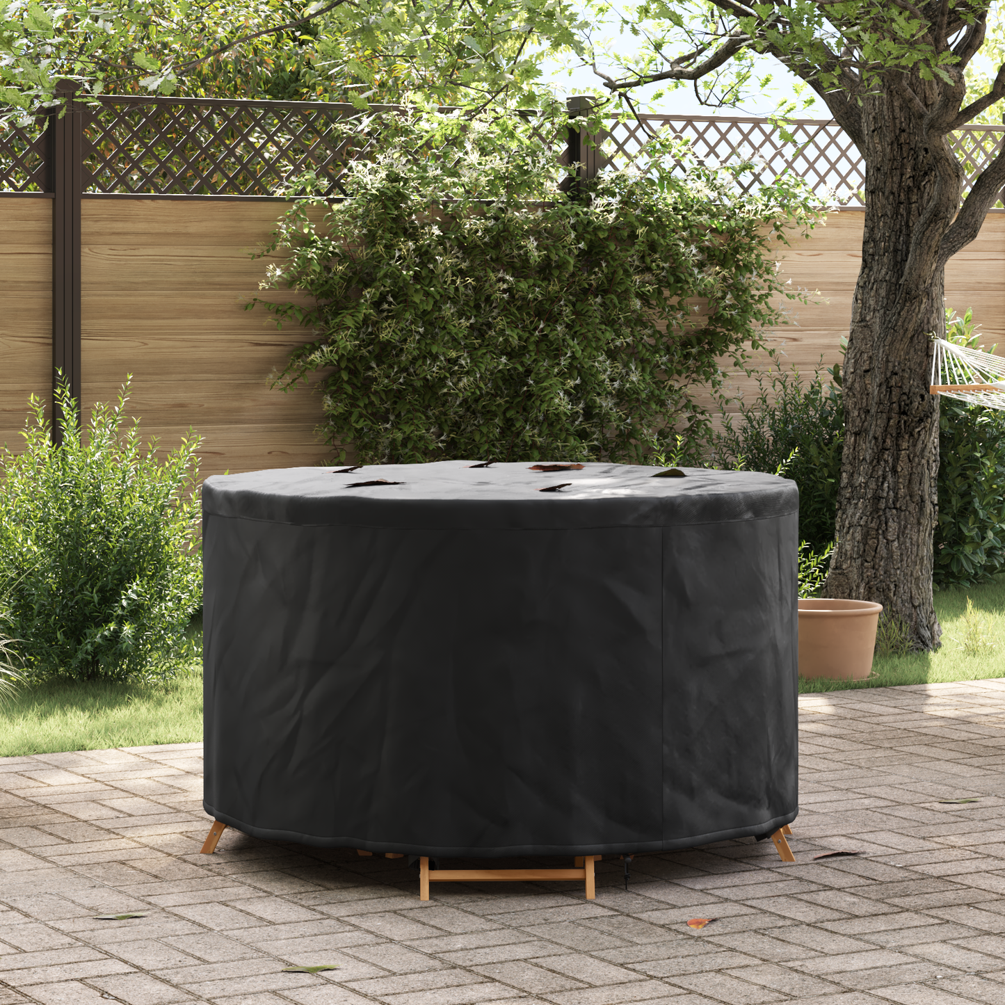 Lauko baldų uždangalas Juoda 128 x 128 x 71 cm 210D audinys