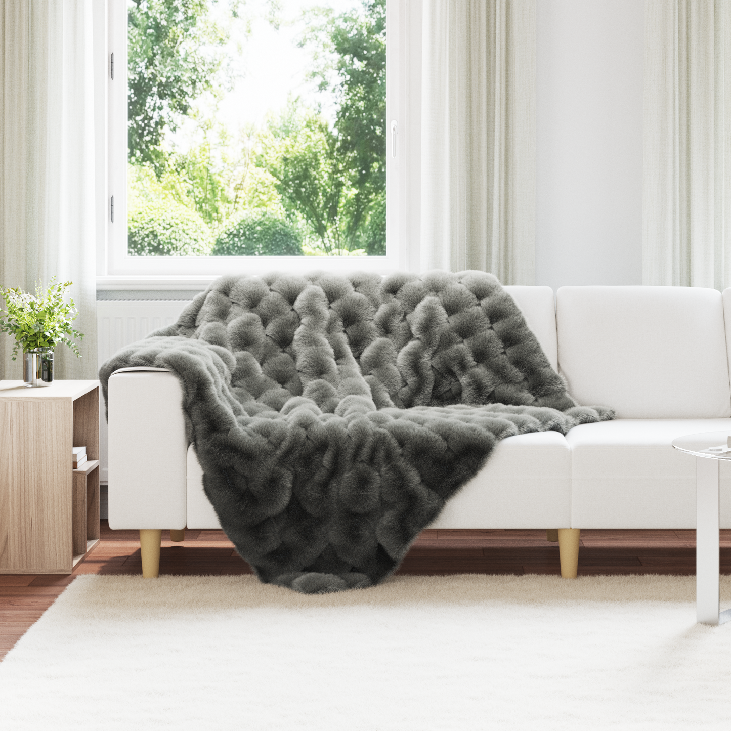 Neslystanti antklodė iš dirbtinio triušio kailio Olite 4 pcs