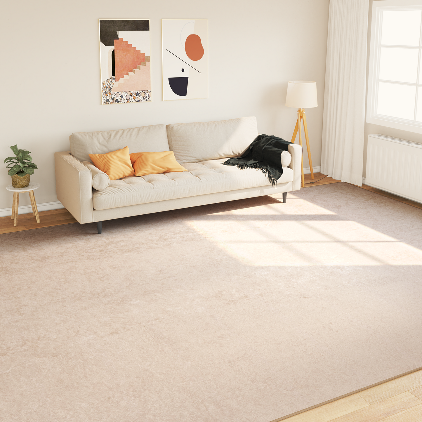 Kilimas Spauda Kreminė 400 × 300 cm Poliesteris ir PVC