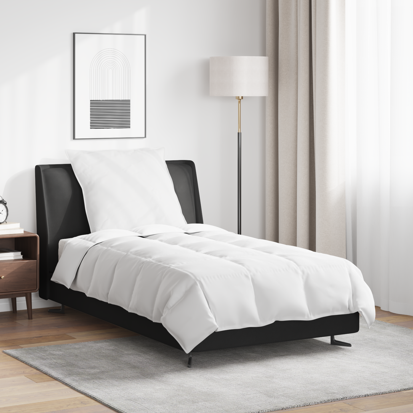 Antklodė su pagalve 2 pcs Balta 135 x 220 cm Pūkai